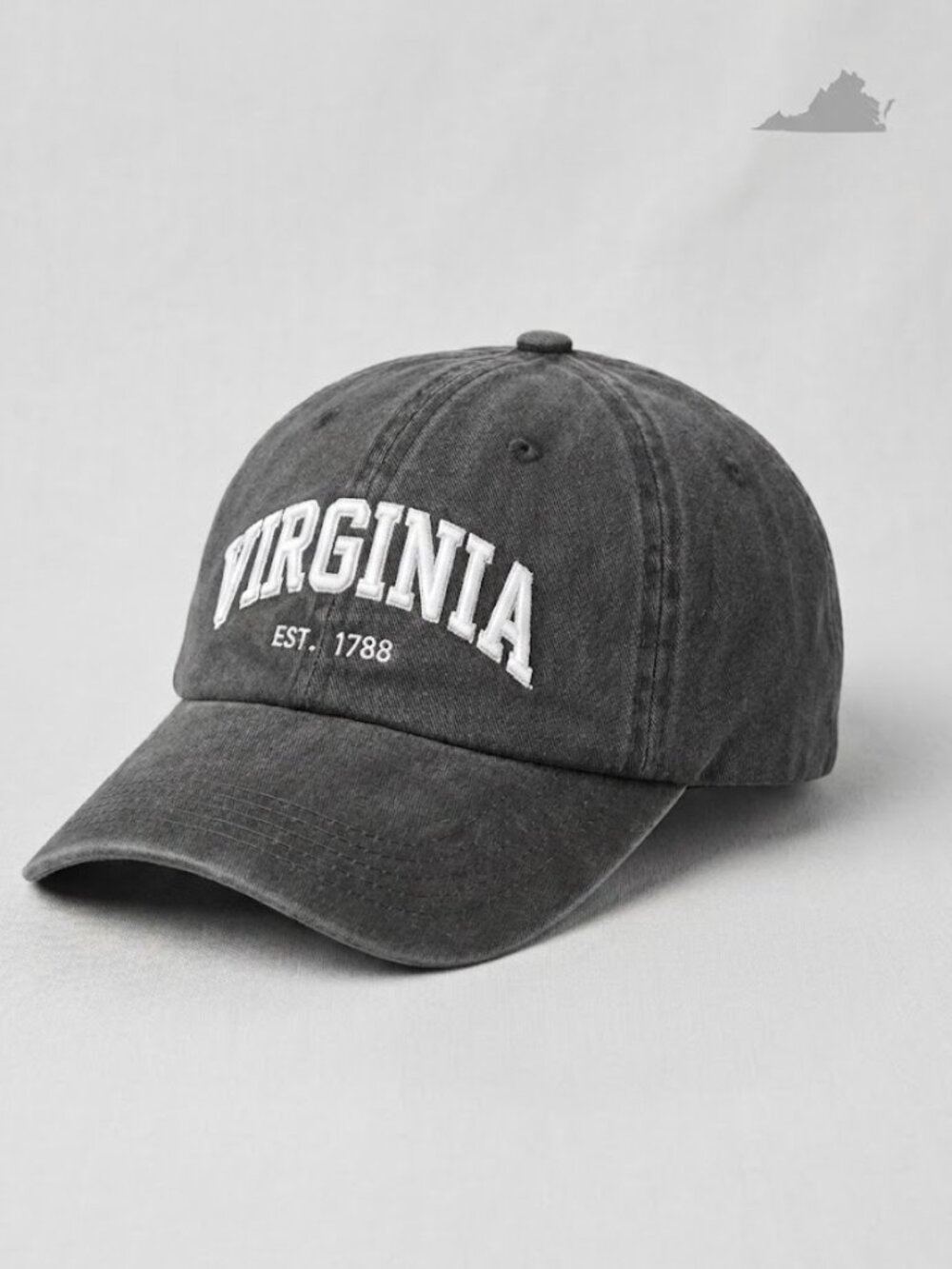 Virginia State Embroidered Low Profile Adjustable Cotton Cap One Size Unisex
